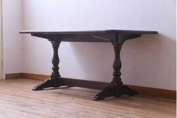 中古　松本民芸家具　シックな4人掛けT型食卓(ダイニングテーブル)(定価約37万円)(2)