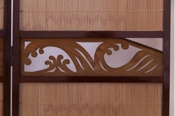 和製アンティーク　美しい透かし彫りが魅力的な四連折り畳み式パーテーション(衝立、仕切り)