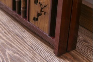 和製アンティーク　美しい透かし彫りが魅力的な四連折り畳み式パーテーション(衝立、仕切り)