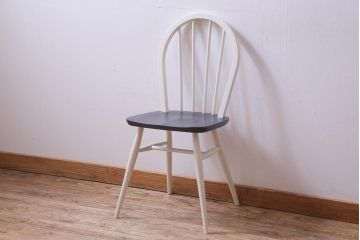 イギリスビンテージ　ペイント家具　ERCOL(アーコール)　バイカラーがお洒落なフープバックチェア(椅子、ダイニングチェア)