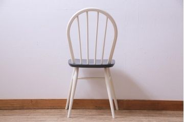 イギリスビンテージ　ペイント家具　ERCOL(アーコール)　バイカラーがお洒落なフープバックチェア(椅子、ダイニングチェア)