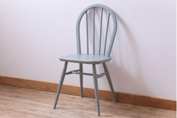 イギリスビンテージ　ペイント家具　ERCOL(アーコール)　爽やかなカラーが魅力のフープバックチェア(椅子、ダイニングチェア)