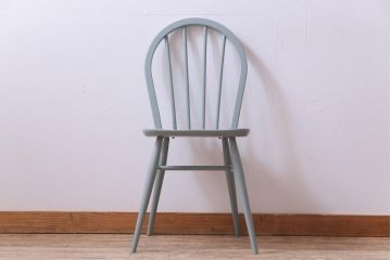 イギリスビンテージ　ペイント家具　ERCOL(アーコール)　爽やかなカラーが魅力のフープバックチェア(椅子、ダイニングチェア)