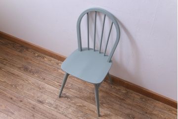 イギリスビンテージ　ペイント家具　ERCOL(アーコール)　爽やかなカラーが魅力のフープバックチェア(椅子、ダイニングチェア)