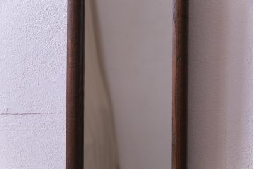 アンティーク雑貨　和製アンティーク　味わい深い木の質感が魅力的な壁掛けミラー(鏡)
