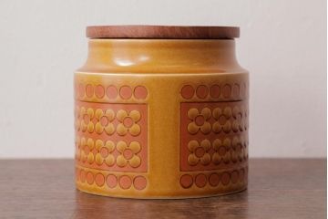 アンティーク雑貨　イギリスビンテージ　HORNSEA(ホーンジー)　SAFFRON(サフラン)シリーズ　キャニスター・小(保存容器、ジャー)