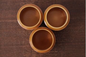 アンティーク雑貨　イギリスビンテージ　HORNSEA(ホーンジー)　SAFFRON(サフラン)シリーズ　キャニスター3個セット(保存容器、ジャー)