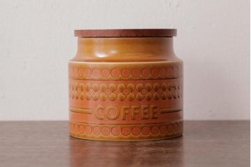 アンティーク雑貨　イギリスビンテージ　HORNSEA(ホーンジー)　SAFFRON(サフラン)シリーズ　キャニスター3個セット(保存容器、ジャー)