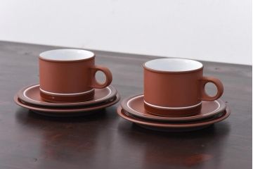 イギリスビンテージ　Hornsea(ホーンジー)　SIENNA(シエナ)　トリオ2客セット(カップ&ソーサー、プレート)(2)