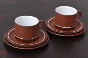 イギリスビンテージ　Hornsea(ホーンジー)　SIENNA(シエナ)　トリオ2客セット(カップ&ソーサー、プレート)(2)