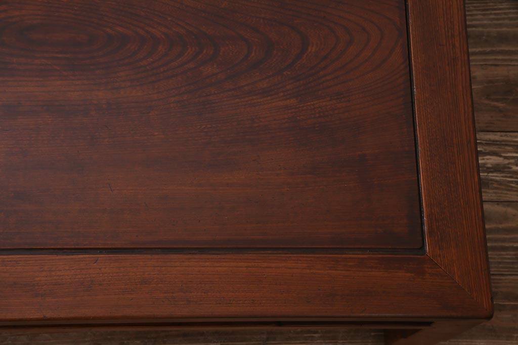 アンティーク家具　和製アンティーク　総ケヤキ材　幕板のデザインが素敵な座卓(ローテーブル、センターテーブル)