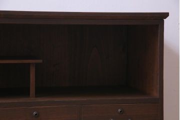 アンティーク家具　和製アンティーク　扉無しが使いやすい鉄脚ローボード(収納棚、オープンラック)