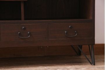 アンティーク家具　和製アンティーク　扉無しが使いやすい鉄脚ローボード(収納棚、オープンラック)