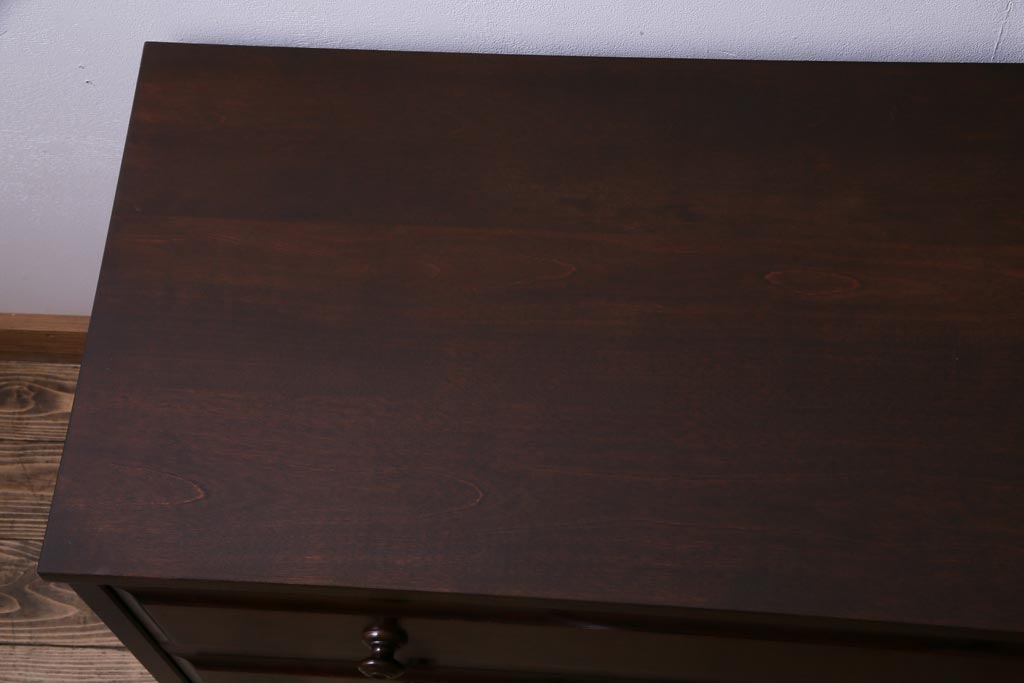 中古　北海道民芸家具　リメイク　シックな雰囲気漂うローチェスト(引き出し、テレビボード)