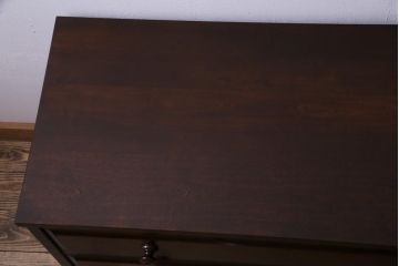 中古　北海道民芸家具　リメイク　シックな雰囲気漂うローチェスト(引き出し、テレビボード)