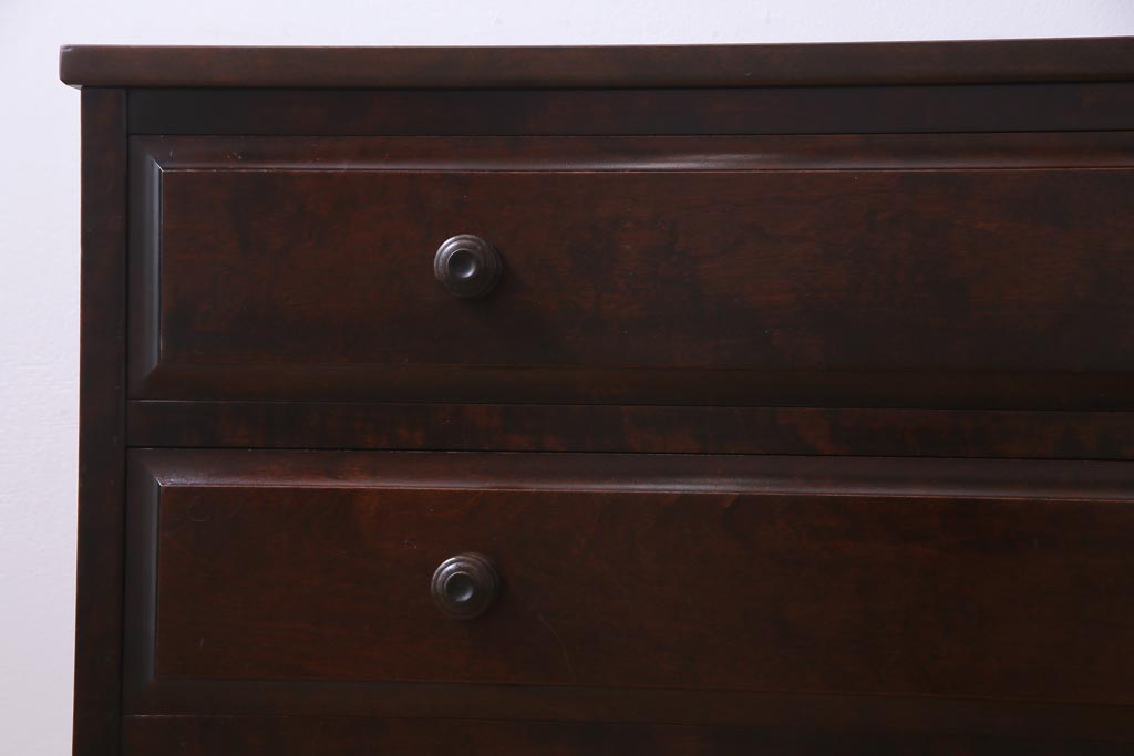 中古　北海道民芸家具　リメイク　シックな雰囲気漂うローチェスト(引き出し、テレビボード)