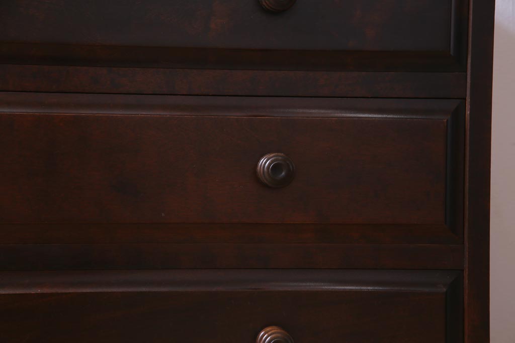 中古　北海道民芸家具　リメイク　シックな雰囲気漂うローチェスト(引き出し、テレビボード)