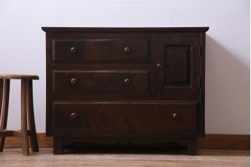 中古　北海道民芸家具　小ぶりなリメイクサイドボード(テレビボード、収納棚)