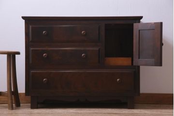 中古　北海道民芸家具　小ぶりなリメイクサイドボード(テレビボード、収納棚)