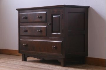 中古　北海道民芸家具　小ぶりなリメイクサイドボード(テレビボード、収納棚)