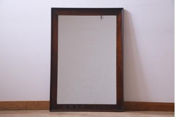 アンティーク雑貨　和製アンティーク　栃の木　縮杢　美しい杢目が目を惹くミラー(鏡)