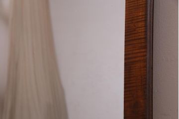 アンティーク雑貨　和製アンティーク　栃の木　縮杢　美しい杢目が目を惹くミラー(鏡)
