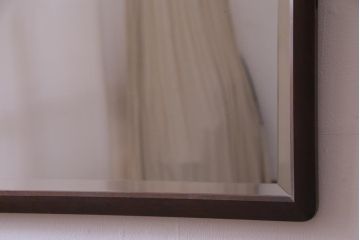アンティーク雑貨　リメイク 北海道民芸家具　シンプルな木製フレームのミラー(鏡)(1)