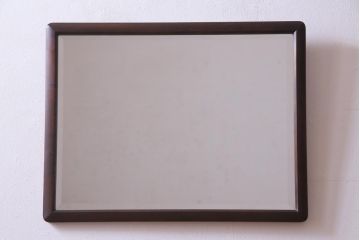 アンティーク雑貨　リメイク 北海道民芸家具　シンプルな木製フレームのミラー(鏡)(1)