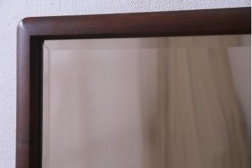 アンティーク雑貨　リメイク 北海道民芸家具　シンプルな木製フレームのミラー(鏡)(1)