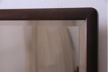 アンティーク雑貨　リメイク 北海道民芸家具　シンプルな木製フレームのミラー(鏡)(1)