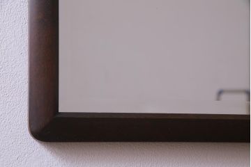 アンティーク雑貨　リメイク 北海道民芸家具　シンプルな木製フレームのミラー(鏡)(1)