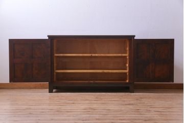 中古　北海道民芸家具　リメイク　シックな印象のローボード(収納棚、リビングボード)