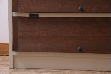 リメイク家具　ペイント　落ち着いた色味が温かみ感じるパタパタ扉の収納棚(4段タイプ)(戸棚、下駄箱)