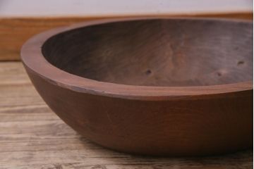 和製アンティーク　古民具　古びた木の風合いが味わい深いこね鉢(ボウル・木鉢)