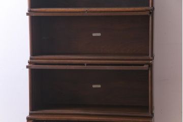 アンティーク家具　イギリスアンティーク　オーク材　ステンドグラス入り　5段の最高級品スタッキングブックケース(本箱)