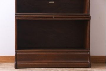 アンティーク家具　イギリスアンティーク　オーク材　ステンドグラス入り　5段の最高級品スタッキングブックケース(本箱)
