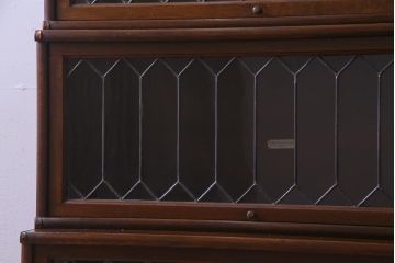 アンティーク家具　イギリスアンティーク　オーク材　ステンドグラス入り　5段の最高級品スタッキングブックケース(本箱)