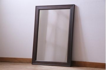 アンティーク雑貨　和製アンティーク　ナラ材　シンプルでクラシカルなミラー(鏡)