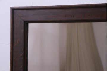 アンティーク雑貨　和製アンティーク　ナラ材　シンプルでクラシカルなミラー(鏡)