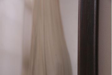 アンティーク雑貨　和製アンティーク　ナラ材　シンプルでクラシカルなミラー(鏡)