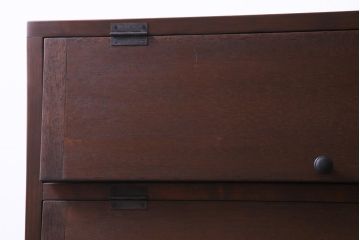 アンティーク家具　リメイク品　明治期　古材が味わい深いパタパタ扉の脚付き収納棚(戸棚、下駄箱、キャビネット)
