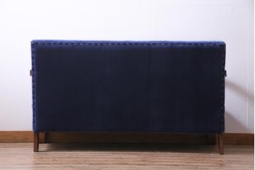 アンティーク家具　和製アンティーク　大正ロマン　鮮やかなブルーカラーが目を惹くソファ(2人掛けソファ)
