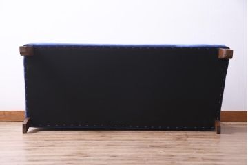 アンティーク家具　和製アンティーク　大正ロマン　鮮やかなブルーカラーが目を惹くソファ(2人掛けソファ)