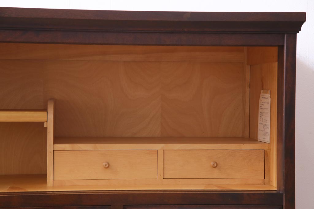 リメイク品　北海道民芸　チェッカーガラスがアクセントのローボード(テレビボード)