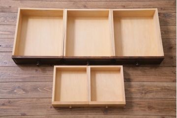 リメイク品　北海道民芸　チェッカーガラスがアクセントのローボード(テレビボード)