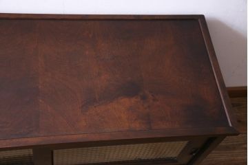 リメイク品　北海道民芸　チェッカーガラスがアクセントのローボード(テレビボード)