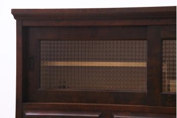 リメイク品　北海道民芸　チェッカーガラスがアクセントのローボード(テレビボード)