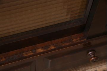 リメイク品　北海道民芸　チェッカーガラスがアクセントのローボード(テレビボード)