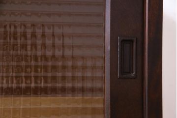 リメイク品　北海道民芸　チェッカーガラスがアクセントのローボード(テレビボード)