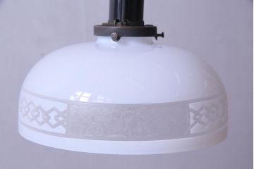 和製アンティーク　戦前　ガラスの模様が珍しい外切子電笠(天井照明、ペンダントライト)